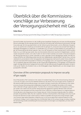 Überblick über die Kommissionsvorschläge zur Verbesserung der Versorgungssicherheit mit Gas