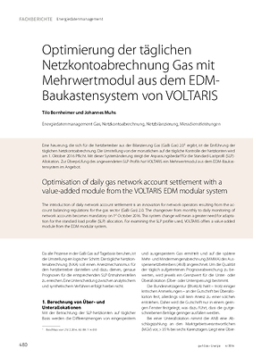 Optimierung der täglichen Netzkontoabrechnung Gas mit Mehrwertmodul aus dem EDM-Baukastensystem von VOLTARIS