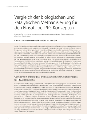 Vergleich der biologischen und katalytischen Methanisierung für den Einsatz bei PtG-Konzepten