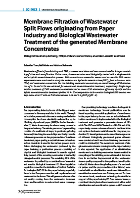 Membrane Filtration of Wastewater Split Flows originating from Paper Industry and Biological Wastewater Treatment of the generated Membrane Concentrates