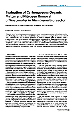 Evaluation of Carbonaceous Organic Matter and Nitrogen Removal of ­Wastewater in Membrane Bioreactor