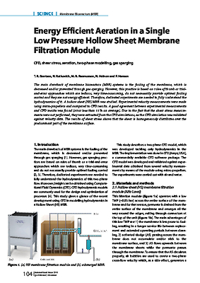 Energy Efficient Aeration in a Single Low Pressure Hollow Sheet Membrane Filtration Module