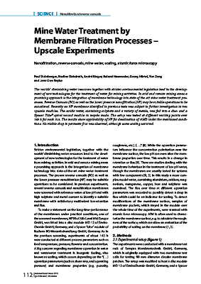 Mine Water Treatment by Membrane Filtration Processes - Upscale Experiments