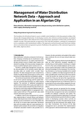 Management of Water Distribution Network Data - Approach and Application in an Algerian City