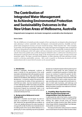 The Contribution of Integrated Water Management to Achieving Environmental Protection and Sustainability Outcomes in the New Urban Areas of Melbourne, Australia