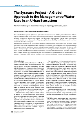 The Syracuse Project – A Global Approach to the Management of Water Uses in an Urban Ecosystem
