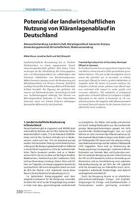 Potenzial der landwirtschaftlichen Nutzung von Kläranlagenablauf in Deutschland