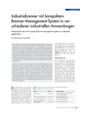 Industriebrenner mit kompaktem Brenner-Management-System in verschiedenen industriellen Anwendungen