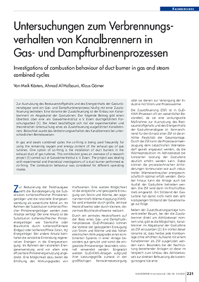 Untersuchungen zum Verbrennungsverhalten von Kanalbrennern in Gas- und Dampfturbinenprozessen