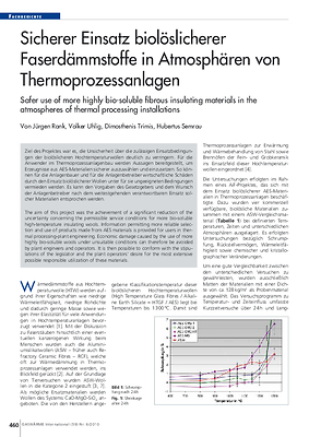 Sicherer Einsatz biolöslicherer Faserdämmstoffe in Atmosphären von Thermoprozessanlagen