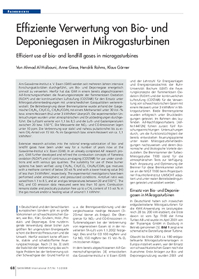Effiziente Verwertung von Bio- und Deponiegasen in Mikrogasturbinen