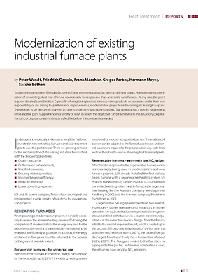 Modernization of existing industrial furnace plants