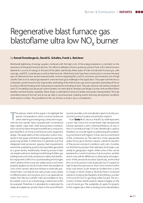 Regenerative blast furnace gas blastoflame ultra low NOx burner