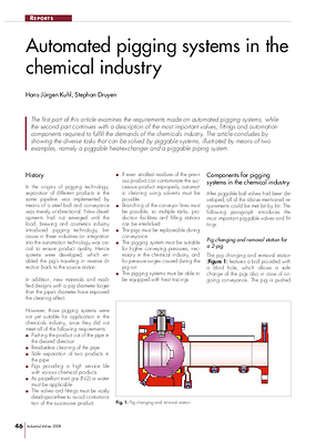 Automated pigging systems in the chemical industry