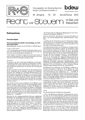 R + S - Recht und Steuern im Gas- und Wasserfach - Ausgabe 01-02 2013