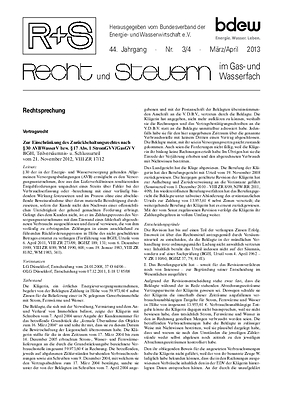 R + S - Recht und Steuern im Gas- und Wasserfach - Ausgabe 03-04 2013
