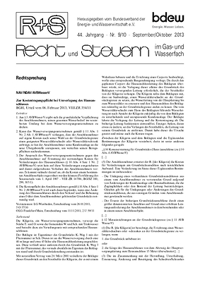 R + S - Recht und Steuern im Gas- und Wasserfach - Ausgabe 09-10 2013