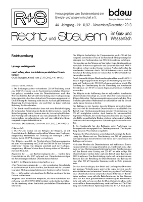R + S - Recht und Steuern im Gas- und Wasserfach - Ausgabe 11-12 2013