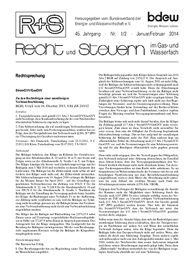 R + S - Recht und Steuern im Gas- und Wasserfach - Ausgabe 01-02 2014