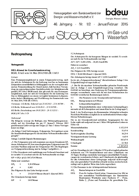R + S - Recht und Steuern im Gas- und Wasserfach - Ausgabe 01-02 2015
