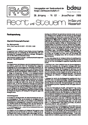 R + S - Recht und Steuern im Gas- und Wasserfach - Ausgabe 01-02 2008