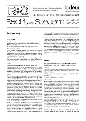 R + S - Recht und Steuern im Gas- und Wasserfach - Ausgabe 11-12 2011