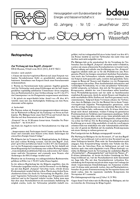 R + S - Recht und Steuern im Gas- und Wasserfach - Ausgabe 01-02 2012