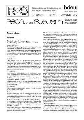 R + S - Recht und Steuern im Gas- und Wasserfach - Ausgabe 07-08 2012