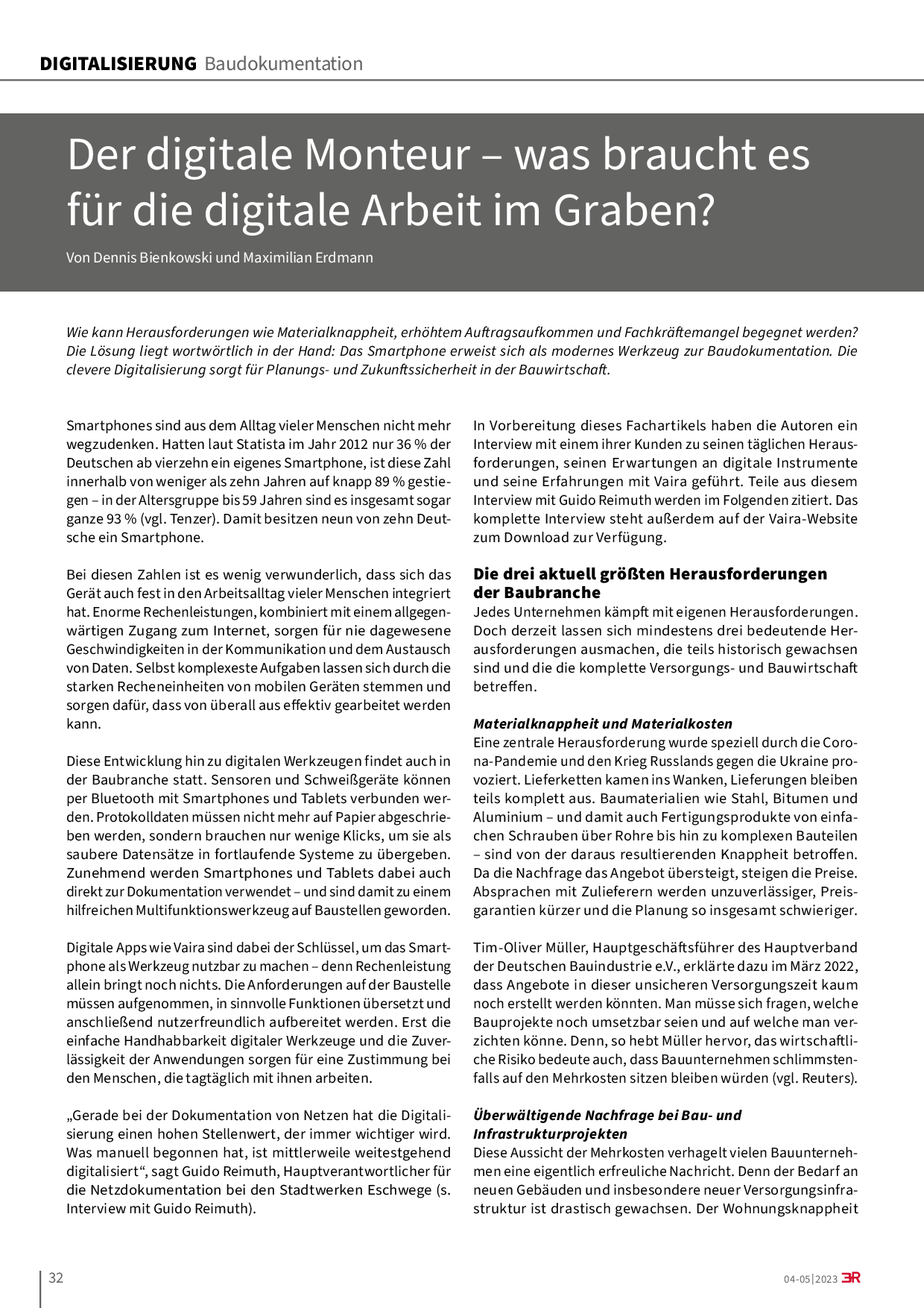 Der digitale Monteur – was braucht es für die digitale Arbeit im Graben?