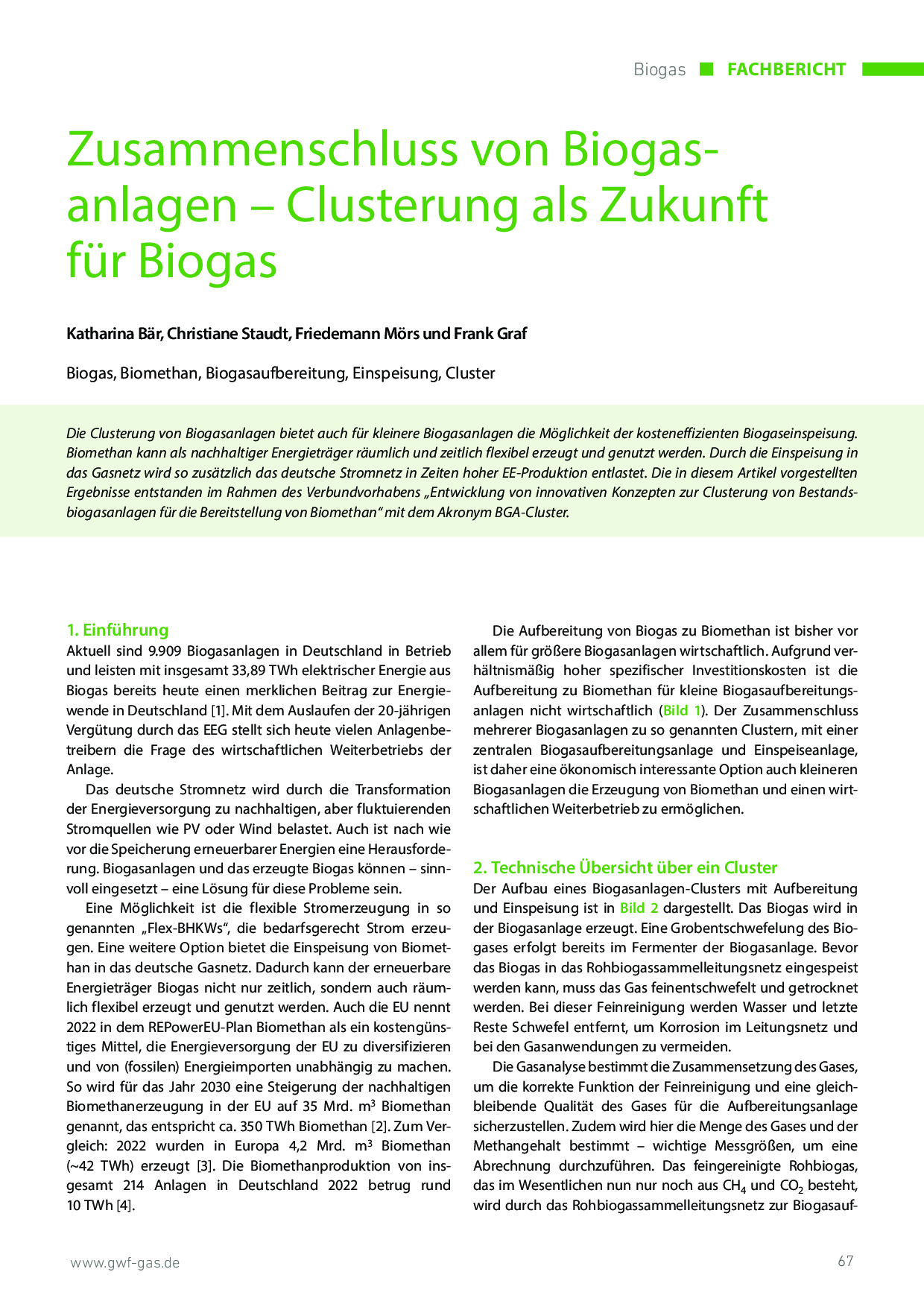 Zusammenschluss von Biogasanlagen – Clusterung als Zukunft für Biogas