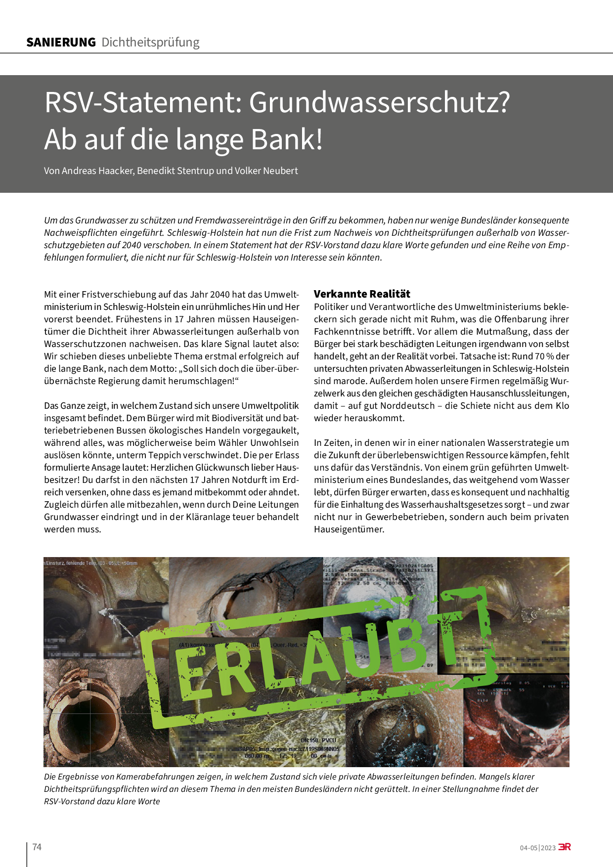 RSV-Statement: Grundwasserschutz? Ab auf die lange Bank!